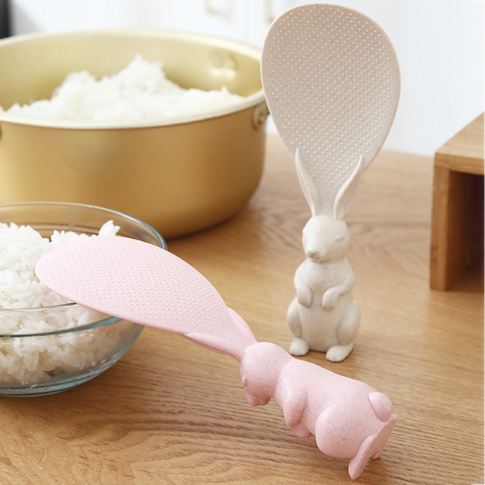 1 Pc Kitchen Accessories Tableware Cute Wheat Straw Bowknot Cooking Rice Spoon