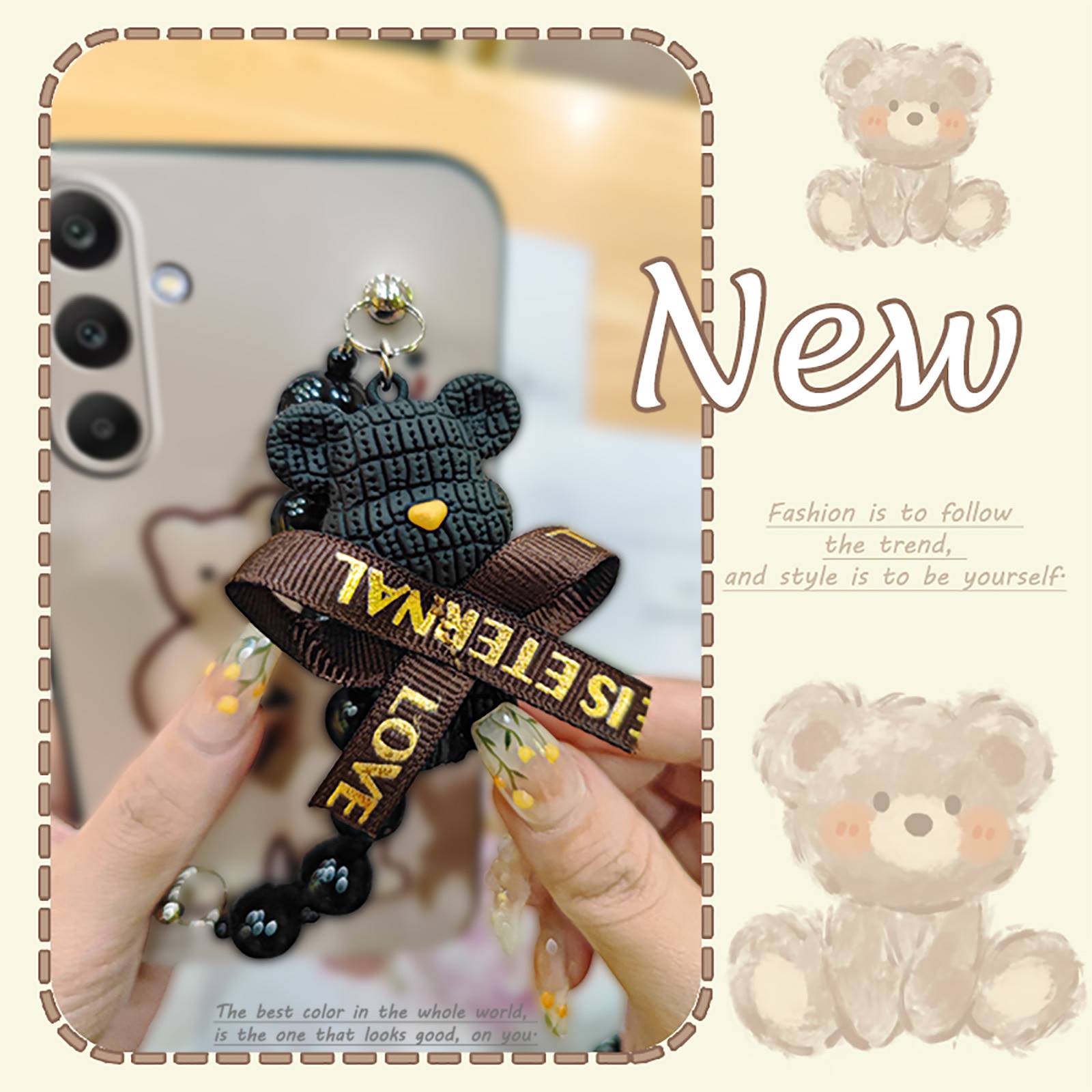 Cartoon%20protective%20case%20Phone%20Case%20For%20Samsung%20Galaxy%20A17%20Back%20Cover%20silicone%20Waterproof%20Black%20pearl%20pendant%20cute%20-%20Image%203