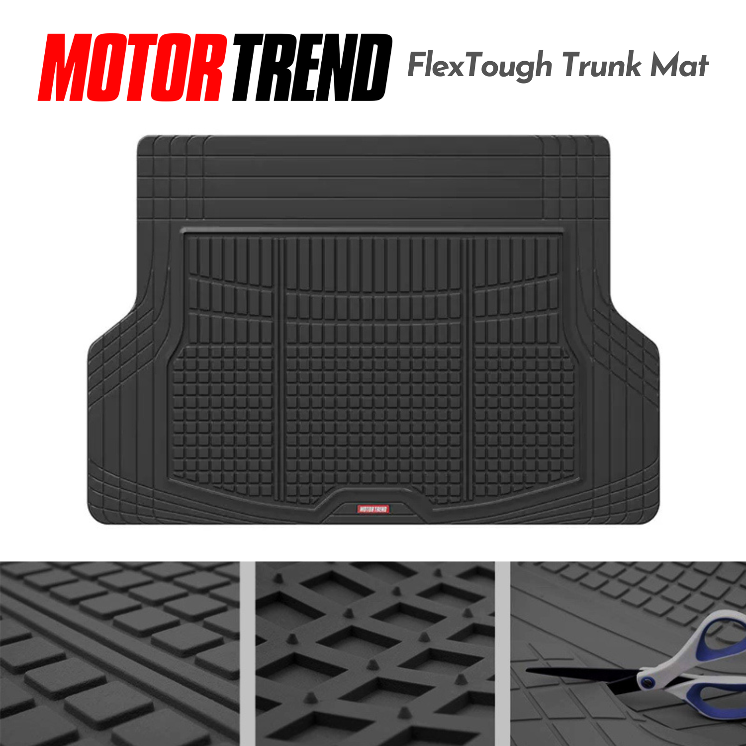 MotorTrend Premium FlexTough All-Protection Cargo Mat Liner Deep Dish  Heavy Duty Rubber Car Floor Mats for Car SUV Truck Van All Weather  Protection Universal Trim to Fit w/ Traction Grips