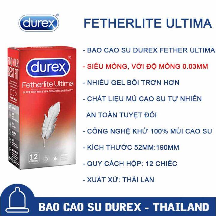 Bao cao su Durex Fetherlite Ultima siêu mỏng 12C CHE TÊN SẢN PHẨM