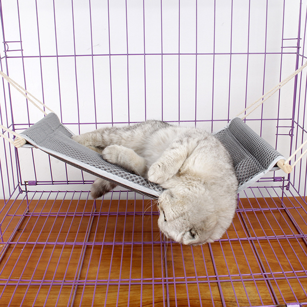 1pc Breathable Comfortable Mesh Pet Hanging Hammock Swing Bed Sleeping Cage House for Cat Kitten