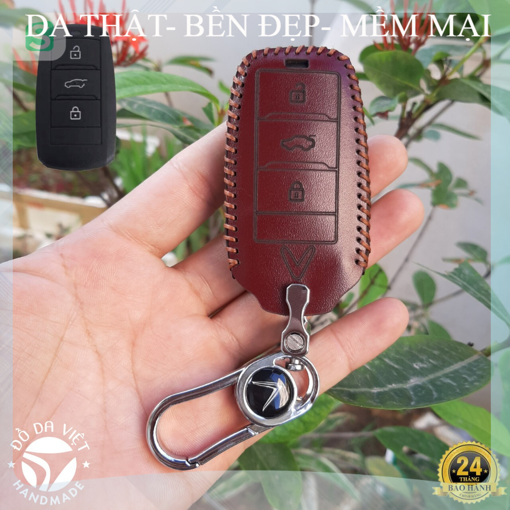 Bao da chìa khoá vinfast vf5, da bò 100%. bảo hành 2 năm