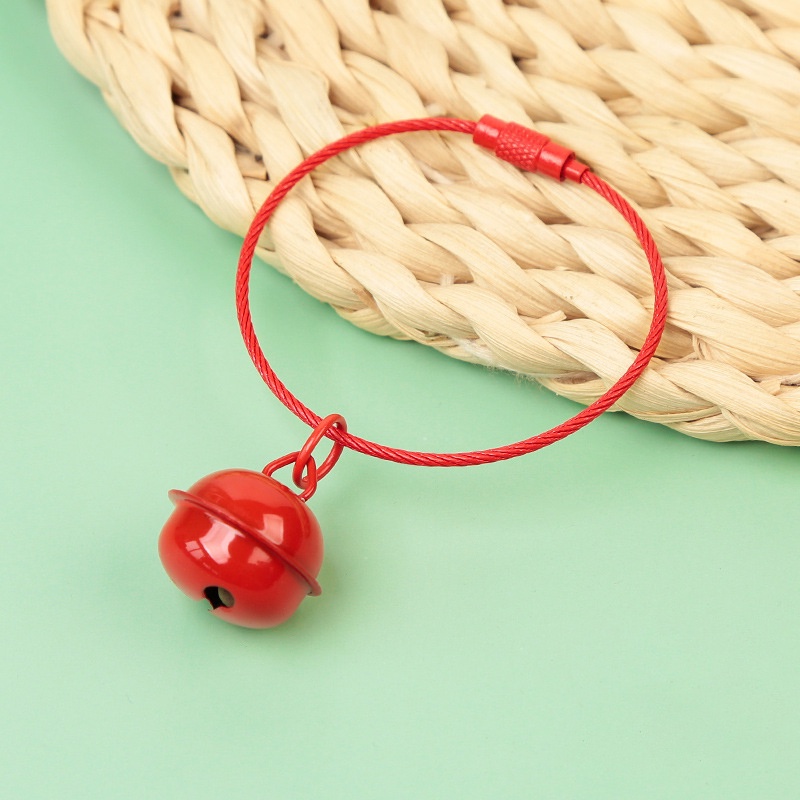 Móc khóa vòng tròn 5cm gắn chuông 2cm nhiều màu sắc