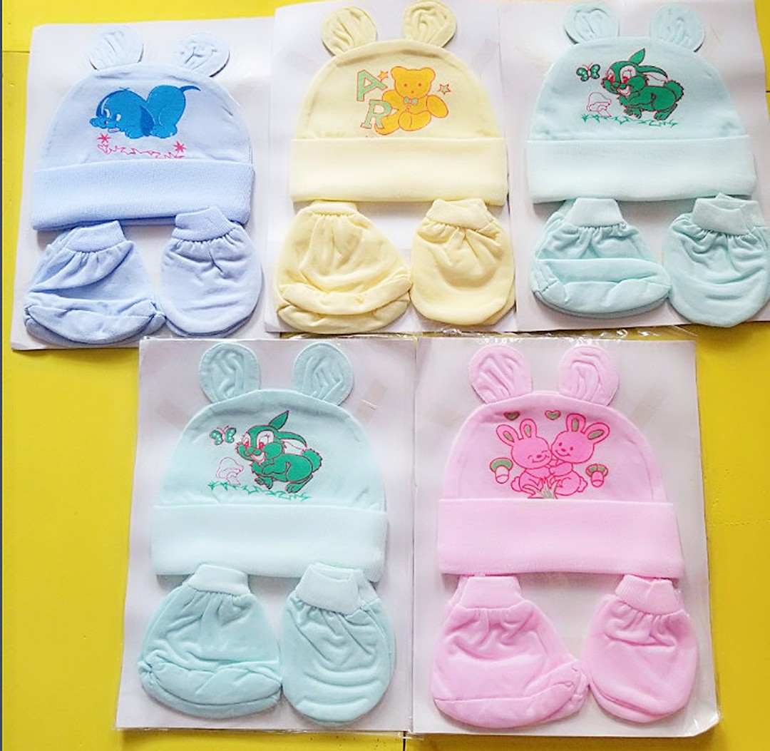 Sét nón bao tay chân cotton mềm mịn (1 sét) HN