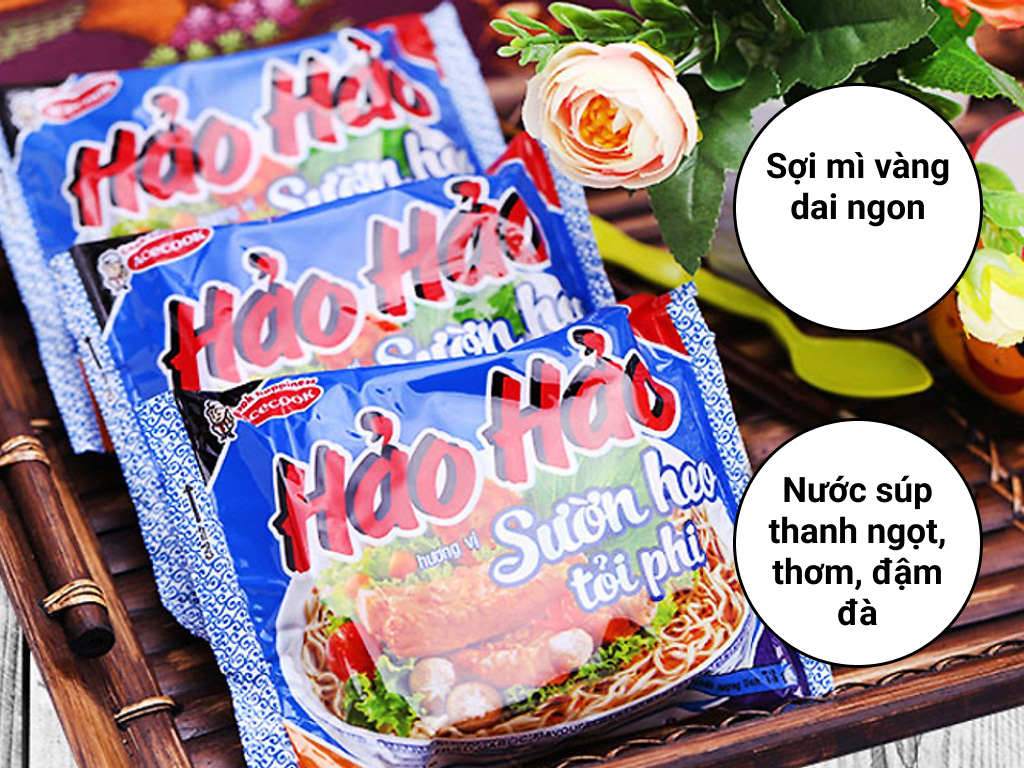 Mì Hảo Hảo Sườn Heo Tỏi Phi Gói 73g