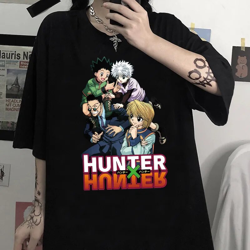 Anime hunter x hunter killua gon men hip hop t-shirt tops