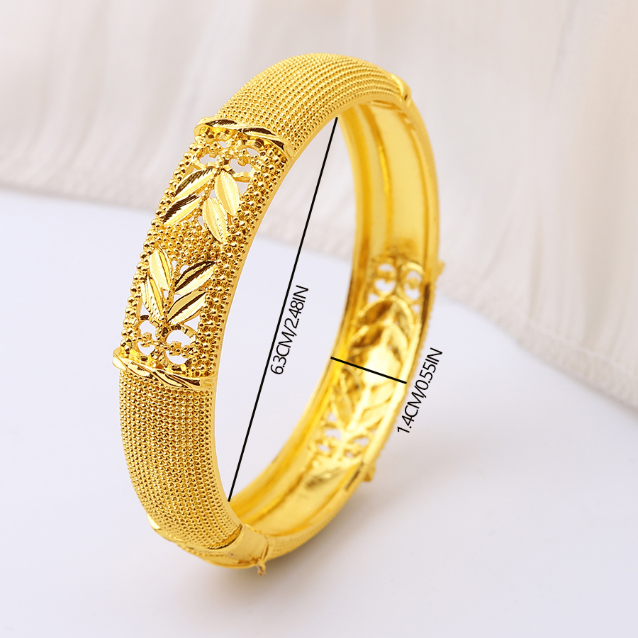 Dubai Luxury Gold Color Bangles For Women 24K Gold Plated Indian African Bracelets Charm Wedding Ethiopian Arabic Hand Jewelry.