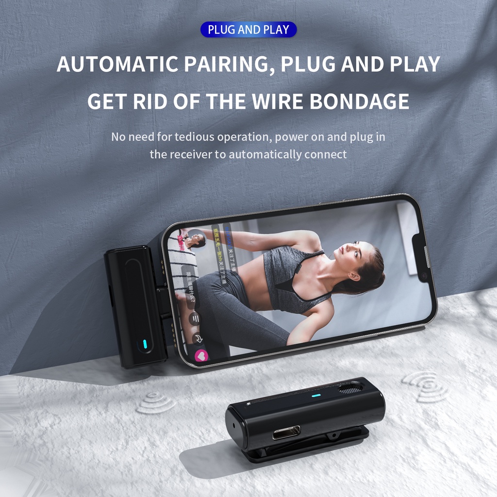 ♥ Cá Tuyết ♥ M9 Wireless Mic Plug&Play 2.4G với micrô có thể mang theo bên mình