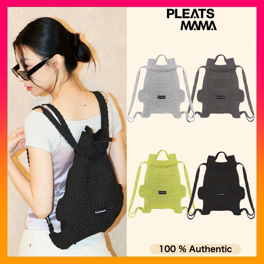 2024 New Color] PLEATSMAMA Bow Backpack Glitter Knit Bag - 6