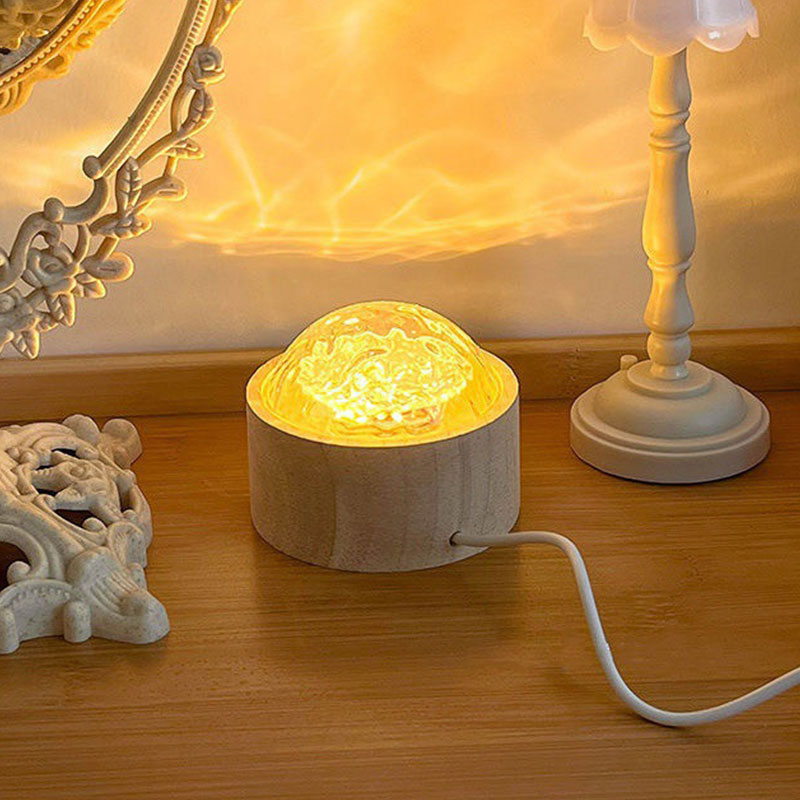 YONUO Light and shadow table lamp rotating water pattern lamp night light projection aurora flame bedside atmosphere lamp bedroom gift
