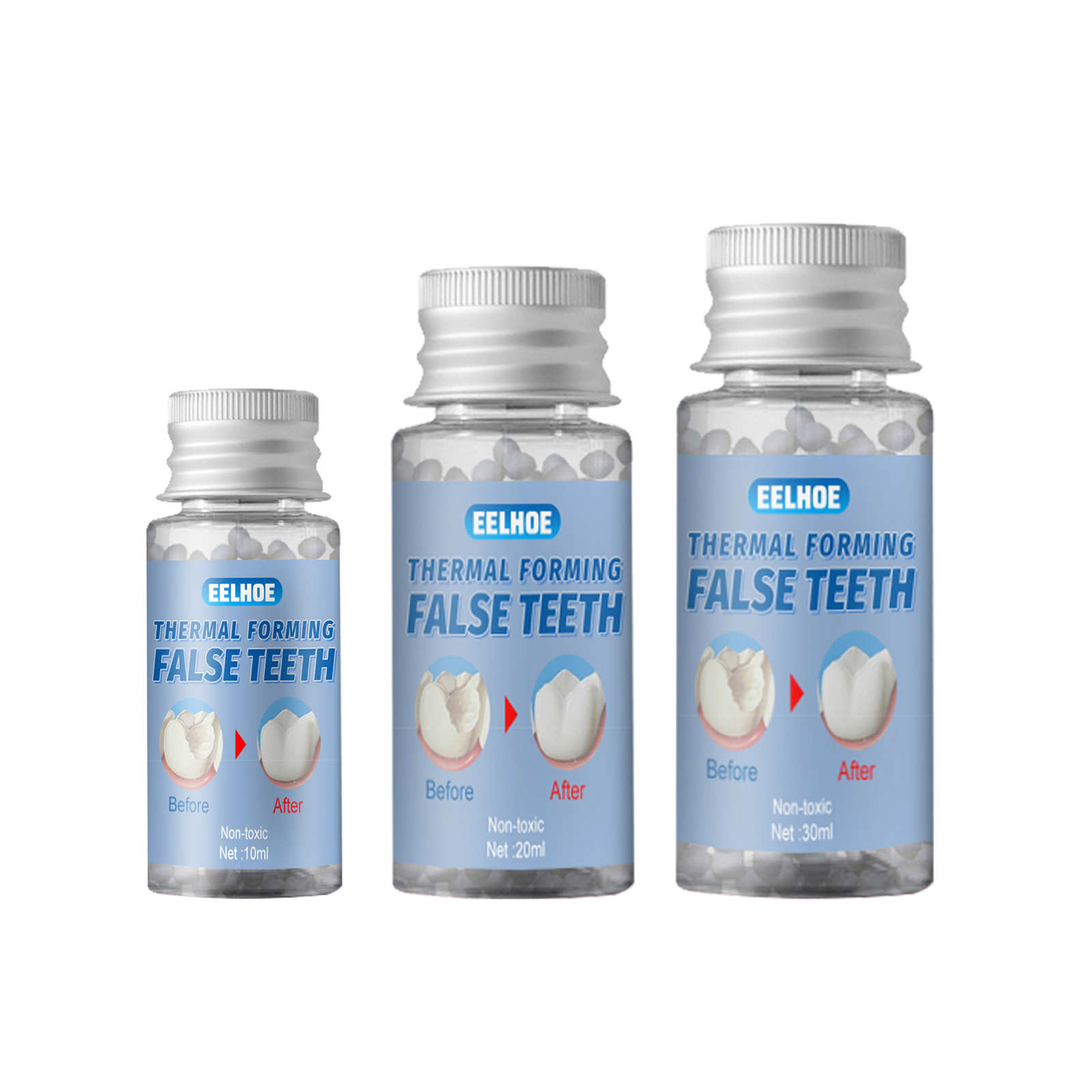 MerMer store EELHOE temporary tooth repair teeth Temporary Restorative Denture Filling Solid Gel Thermoforming Denture Restorative Denture Gel Resin false teeth denture teeth repair pasta