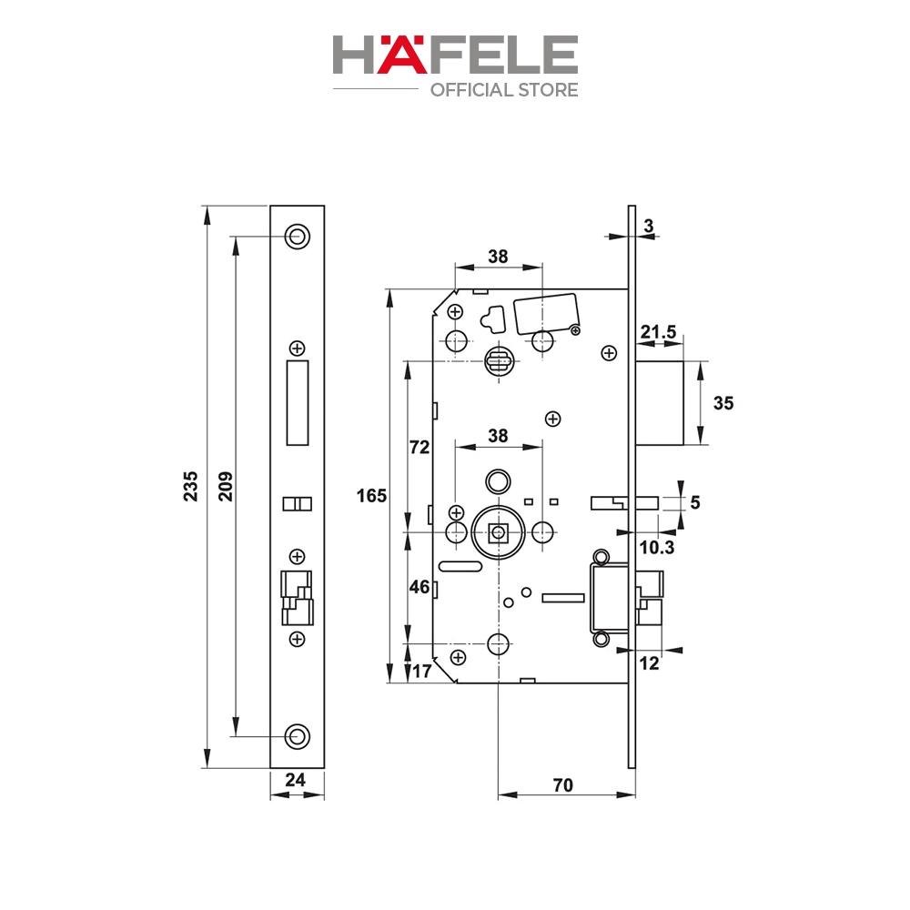 Khóa điện tử Hafele DL7600 - 91220237 màu đen