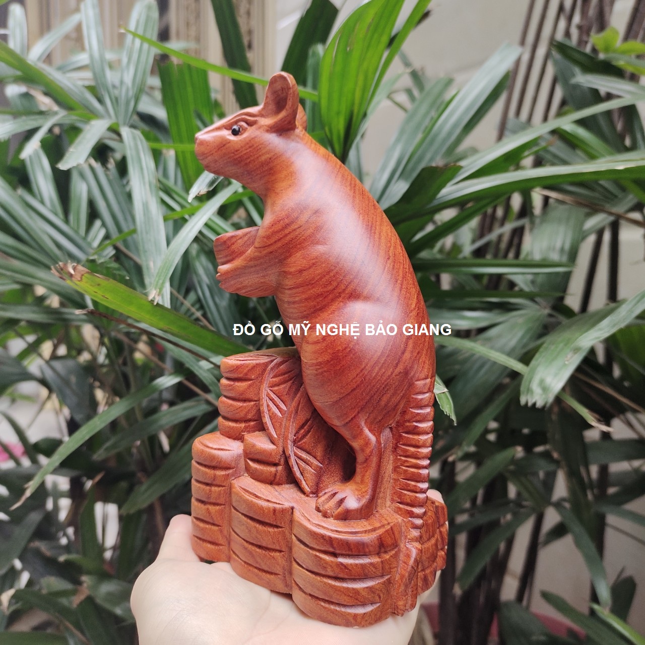Tượng con chuột gỗ hương cao 20 cm