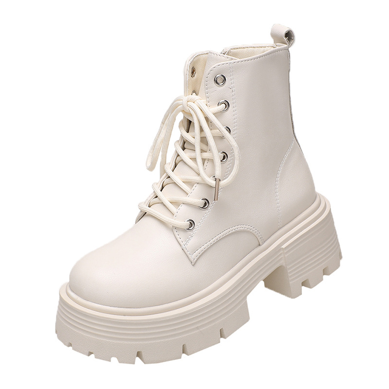 Vshoes bốt martin đế dày bốt nữ đi xe máy cổ điển thắt dây phong cách anh bốt ngắn da mềm