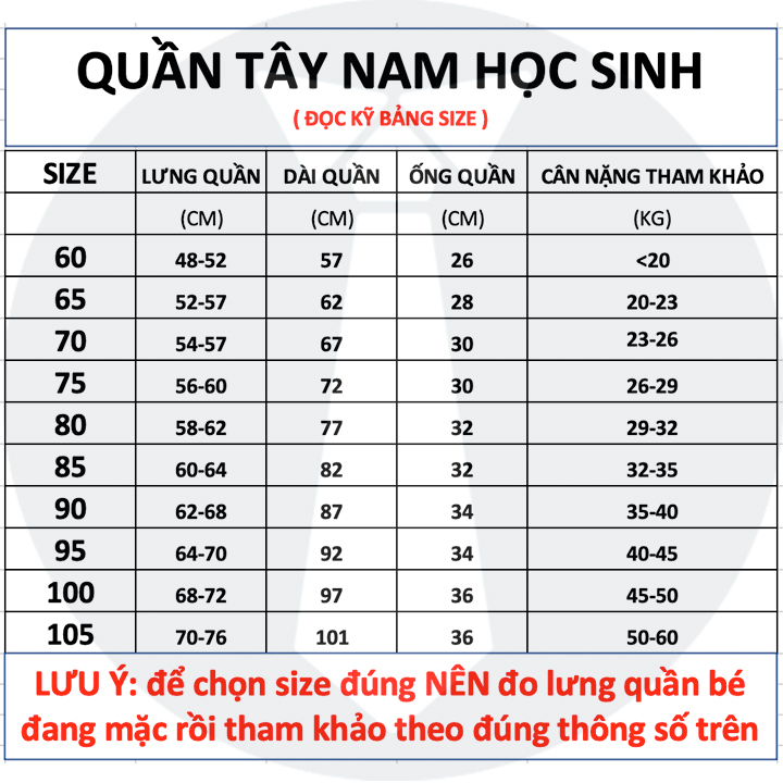 Quần tây học sinh bé trai và gái chất Polyster lưng nữa thun cấp 1 2 3 màu xanh đen