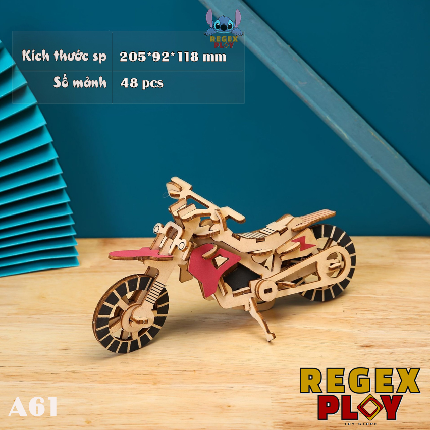 Bộ lắp ghép mô hình gỗ 3D 3d xe moto địa hình Đồ Chơi Thông Minh