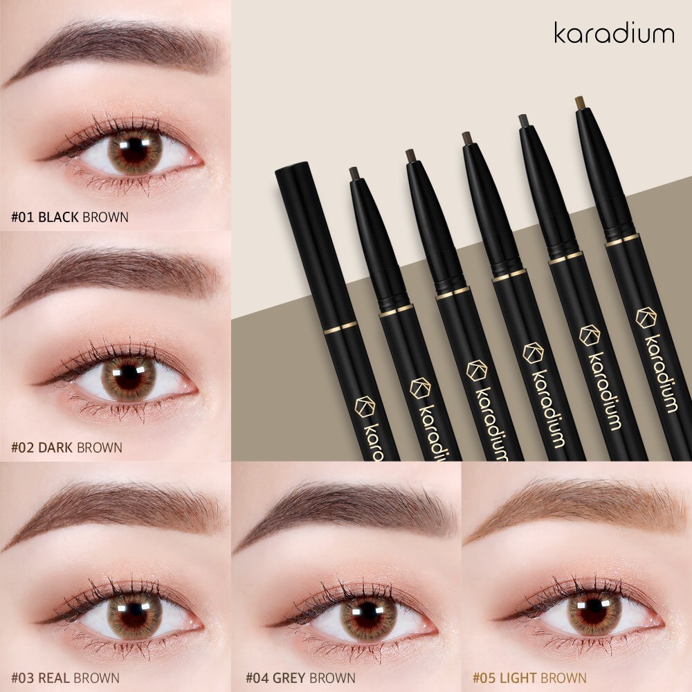 [HCM][Đủ 5 Màu] Chì Kẻ Mày Karadium Flat Eyebrow Pencil 0.3g