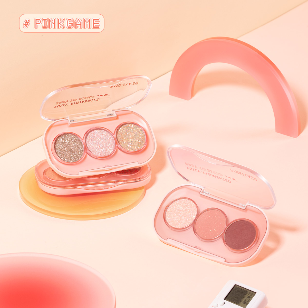 PINKFLASH #PINKGAME Pink Game Eyeshadow Palette Giltter High Pigment Easy To Blend Lasting 3 Shades