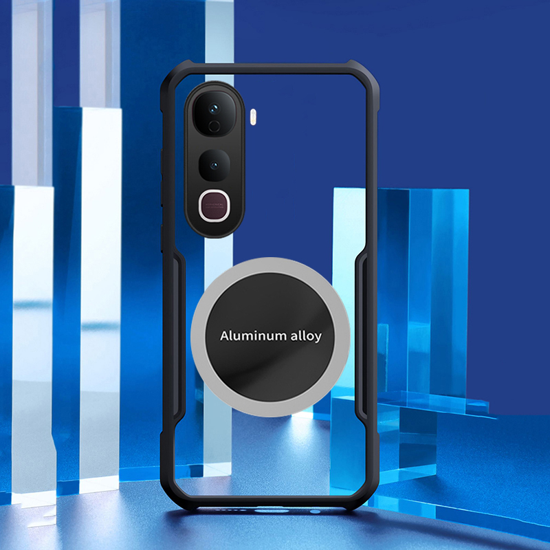 For Vivo Y400 Phone Case Ultra Thin Clear Transparent Car Navigation Matel Radiating Ring Soft Air Cushion Shockproof Armor Cover for Vivo Y400 Cover Casing HP.