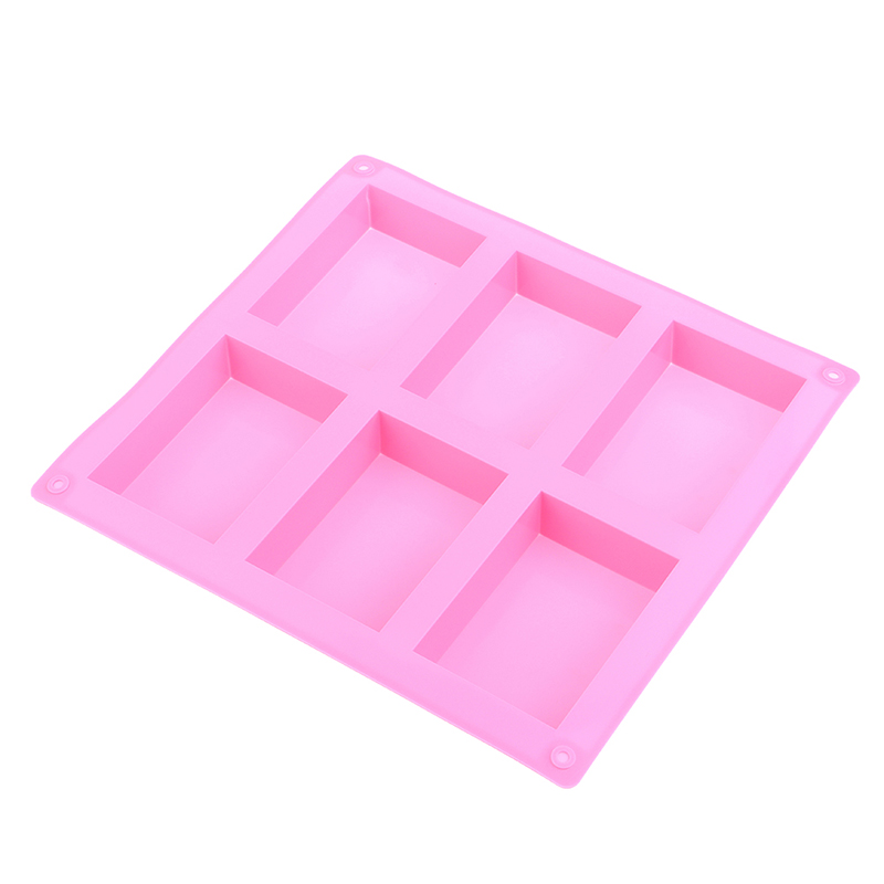 THM 6 khoang vuông Silicone khuôn để làm xà phòng 3D Đồng bằng xà phòng khuôn hình chữ nhật DIY handmade xà phòng hình thức khay khuôn