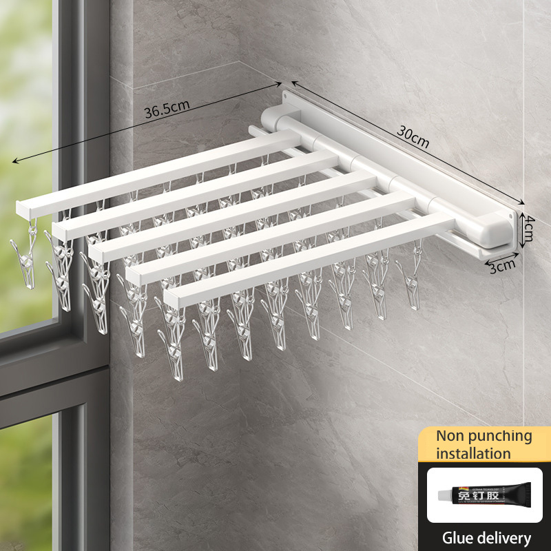 Stainless steel drying rack, solid hanger, multi-clip windproof socks rack, drying rack, balcony drying sock rack, multi-functional hook