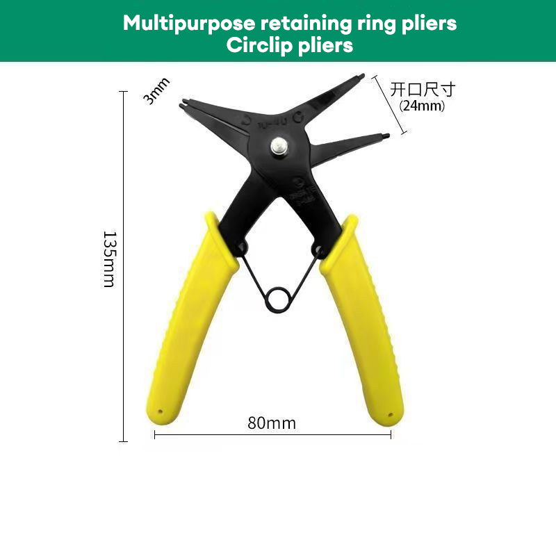Dual purpose snap ring pliers, two in one, internal and external snap ring signature spring disassembly and assembly retaining ring pliers, internal and external snap ring pliers, dual purpose retaining ring pliers