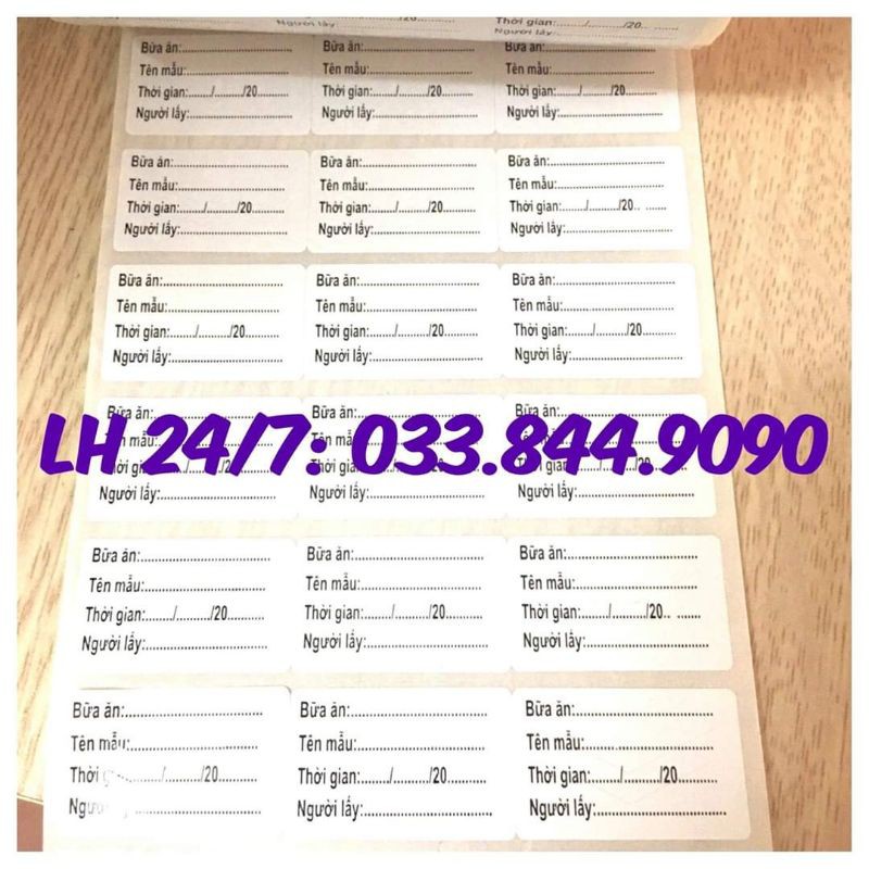 Tem dán vỡ dùng dán lưu mẫu thức ăn