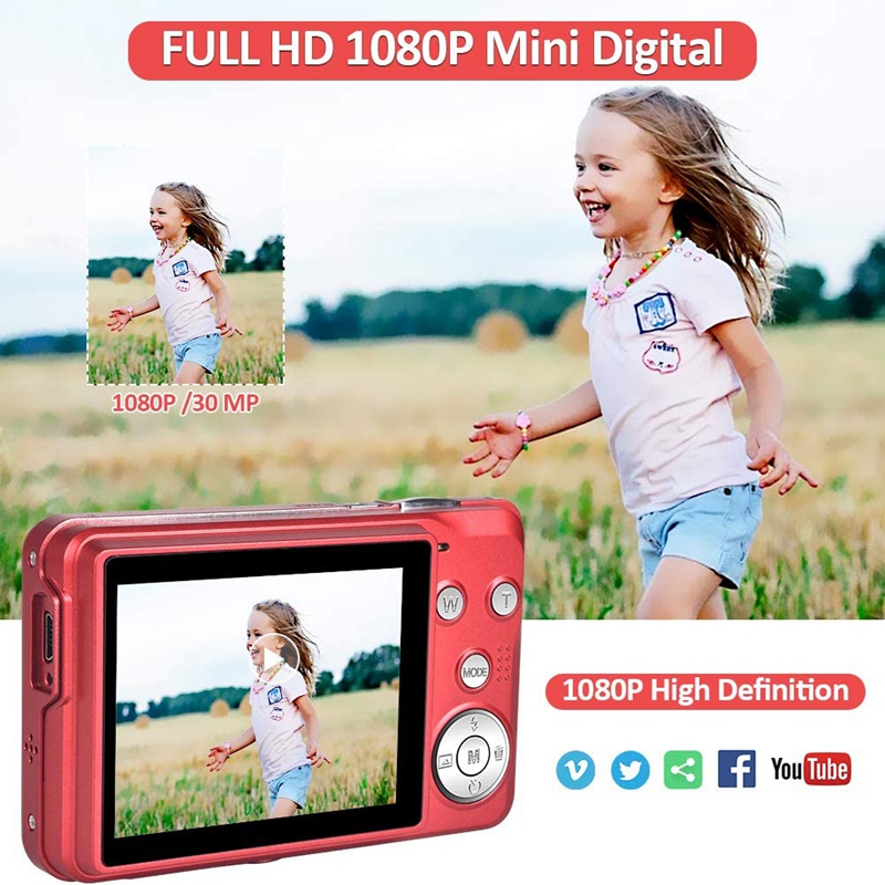 HD 1080P Digital Camera 30 MP Mini 2.7 Inch LCD Screen Camera with 8X Digital Zoom,Compact Cameras for Adult,Teens