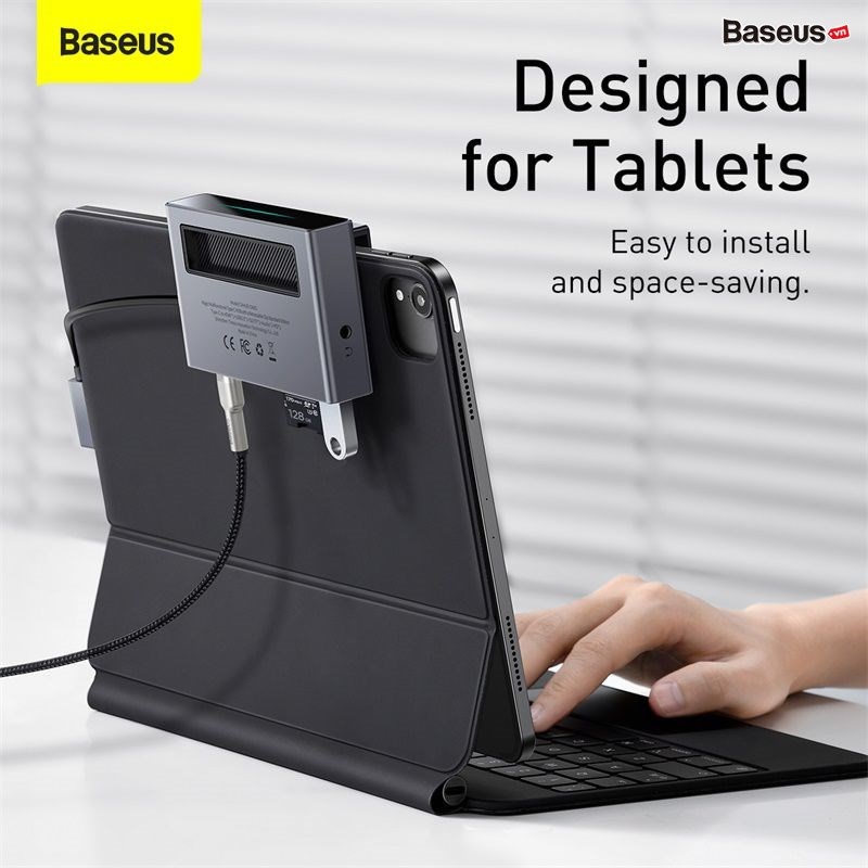 Hub chuyển đổi 6in1 Baseus Magic Multifunctional Type-C with a Retractable Clip Standard Edition (USB 3.0, SD/TF 3.0, HDMI 4K60Hz, 3.5mm, 100W)
