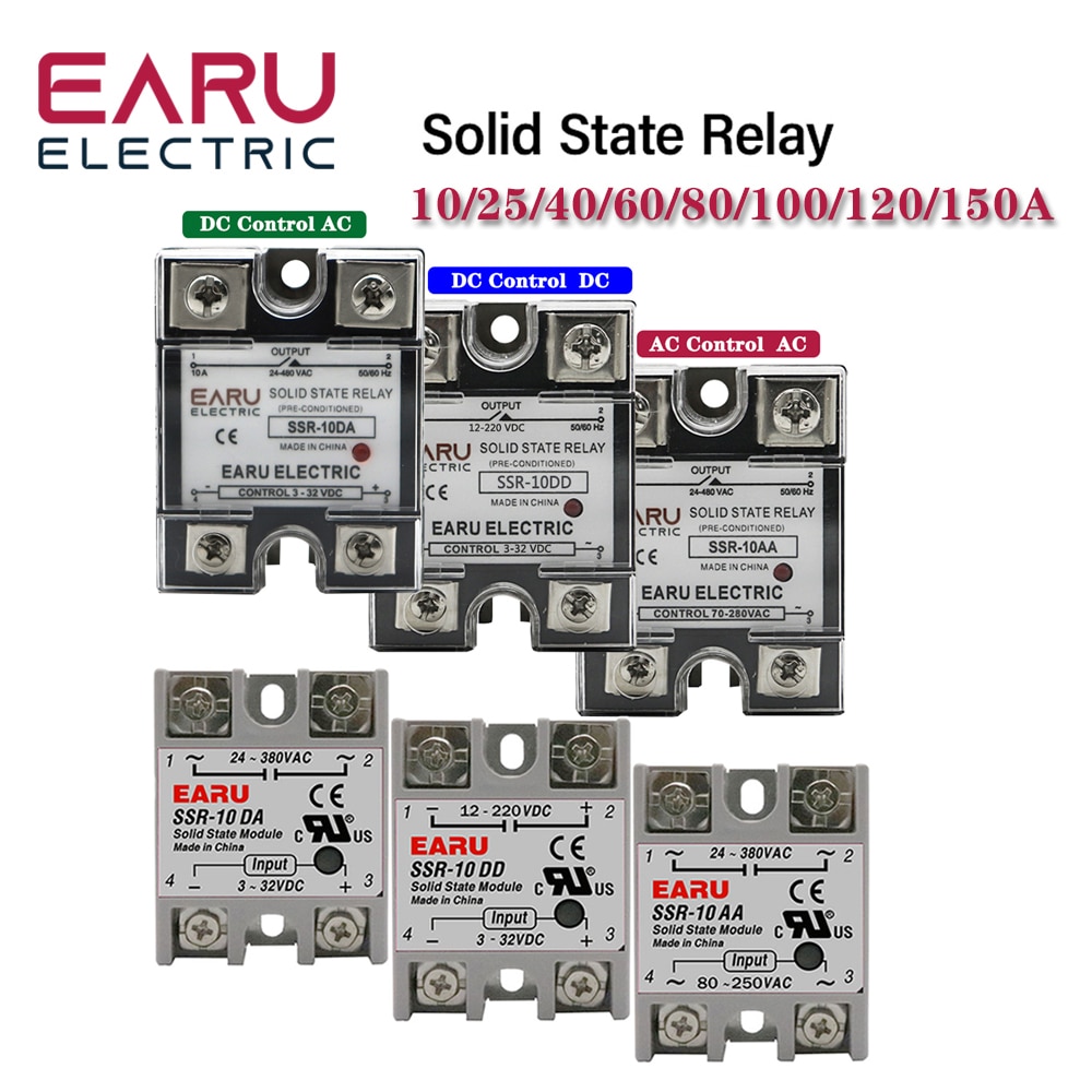 SSR-25DA SSR-40DA SSR-40AA SSR-40DD SSR 10A 25A 40A 60A 80A 100A DD DA AA  Solid State Relay Module for PID Temperature Control