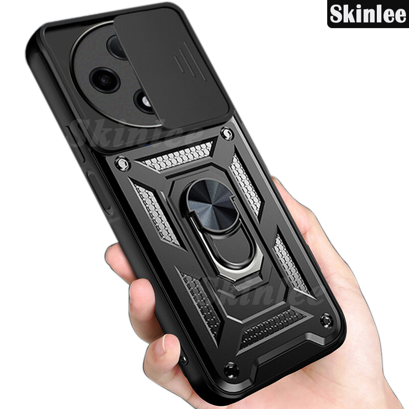 Phone case For OPPO Reno 12F Back cover Hard Armor Shockproof Camera Protection Bracket Navigation Holder Ring cover for For OPPO Reno 12F 5G Cover cases.