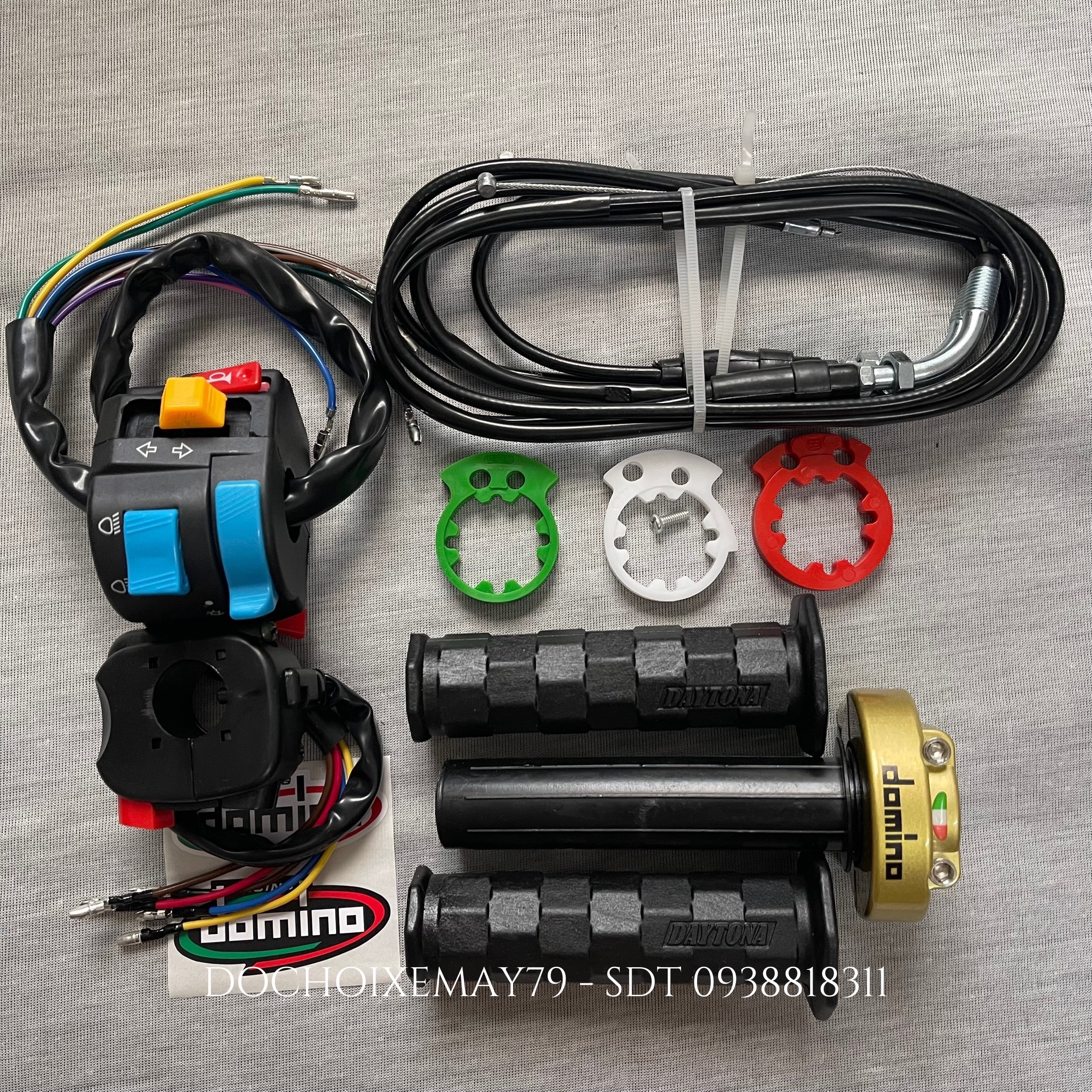 Cùm tăng tốc Domino + Cùm FZ trái phải + Bao tay Daytona