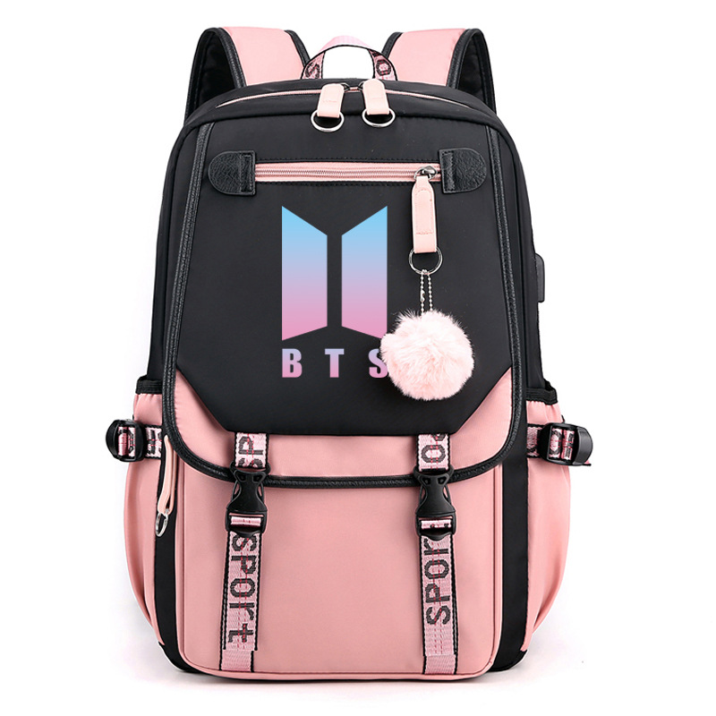 YA ZHOU LONG Backpack Oxford cloth BTS same style backpack USB charging middle and high school backpack