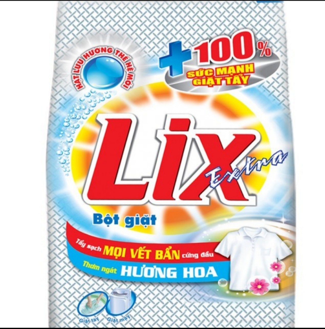 [HCM]BỘT GIẶT Lix Extra NEW(hương hoa) mẫu mới 5.5Kg tặng chai nước rửa chén 400g