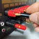 4mm Banana Male Plug + Female Socket Connector Screw Terminal Binding Post Audio Speaker Adapter Black Red Banana Pin. 
