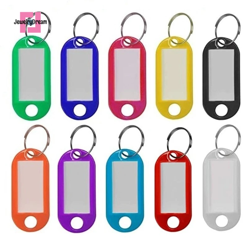 [ Quick Shipment ]10pcs Universal Plastic Luggage Identifier Label Keychain DIY Baggage Name Card Tag with Split Key Ring Number Classification Card Keychains