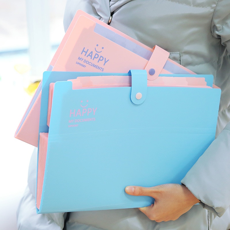 Portable Organ Bag Folder A4 Large-capacity Student Test Paper Storage Bag 12-layers Bill File Classification Storage Bag