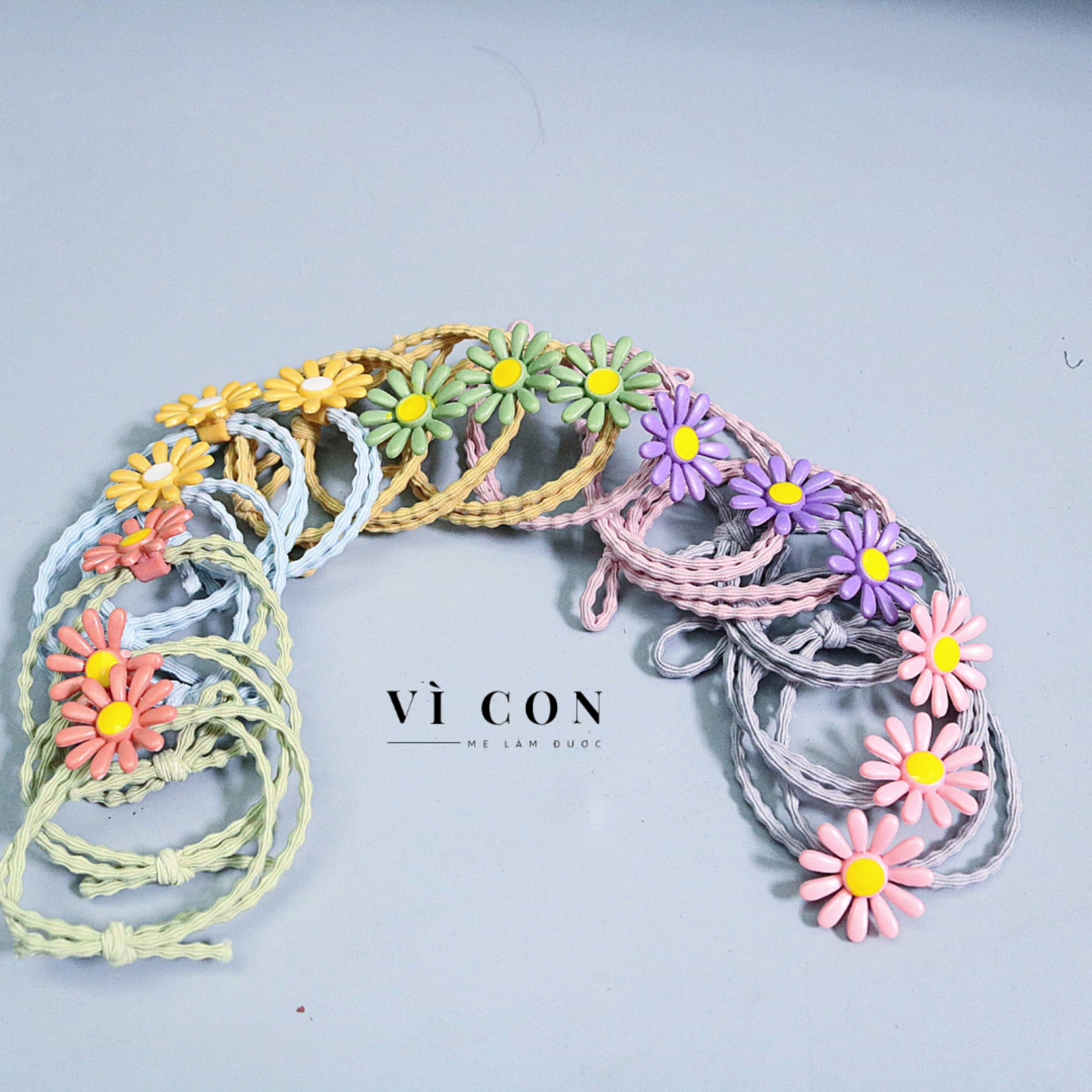 Thun Cột Tóc Hoa Cúc Handmade [COMBO 5 DÂY], Dây Cột Tóc Nữ Hàn Quốc