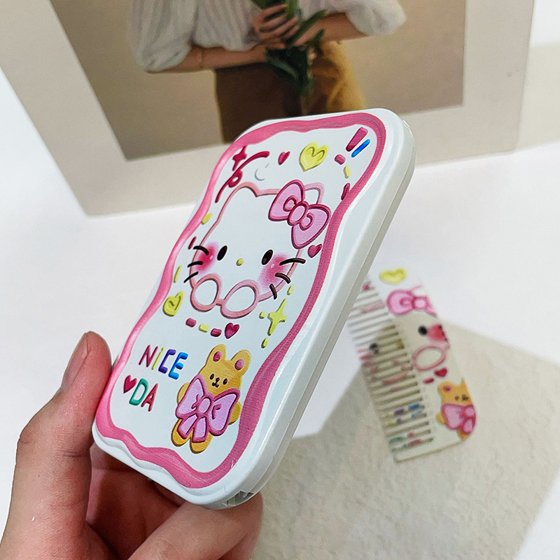 Sanrio%20Cute%20Pink%20Hello%20Kitty%20Folding%20Clamshell%20Mirror%20Makeup%20Mirror%20With%20Comb%20BANGCHEN%20-%20Image%207