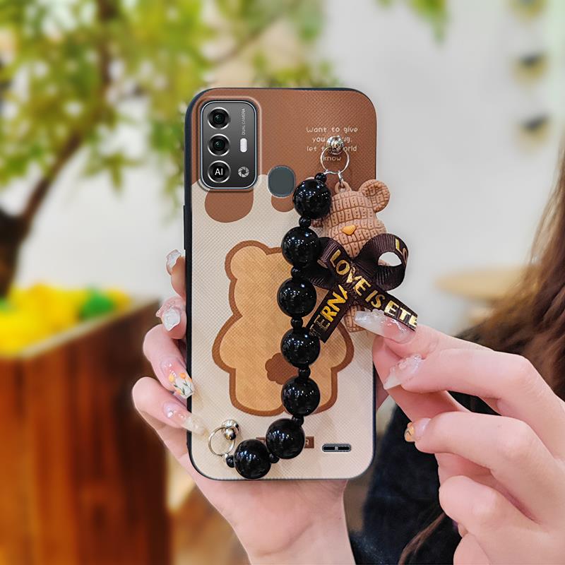 cute%20Back%20Cover%20Phone%20Case%20For%20ZTE%20Blade%20A53%20Pro%20Waterproof%20silicone%20Bear%20bracelet%20Black%20pearl%20pendant%20Cartoon%20soft%20case%20-%20Image%2010