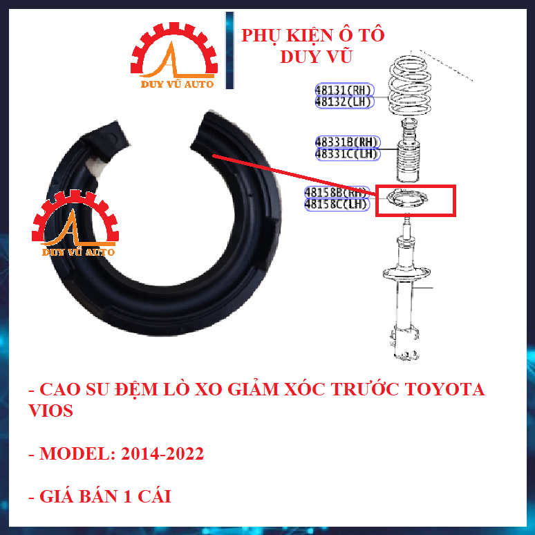 Cao su đệm lò xo giảm xóc trước dưới toyota vios đời 2014 2015 2016 2017 2018 2019 2020 2021 2022 2023