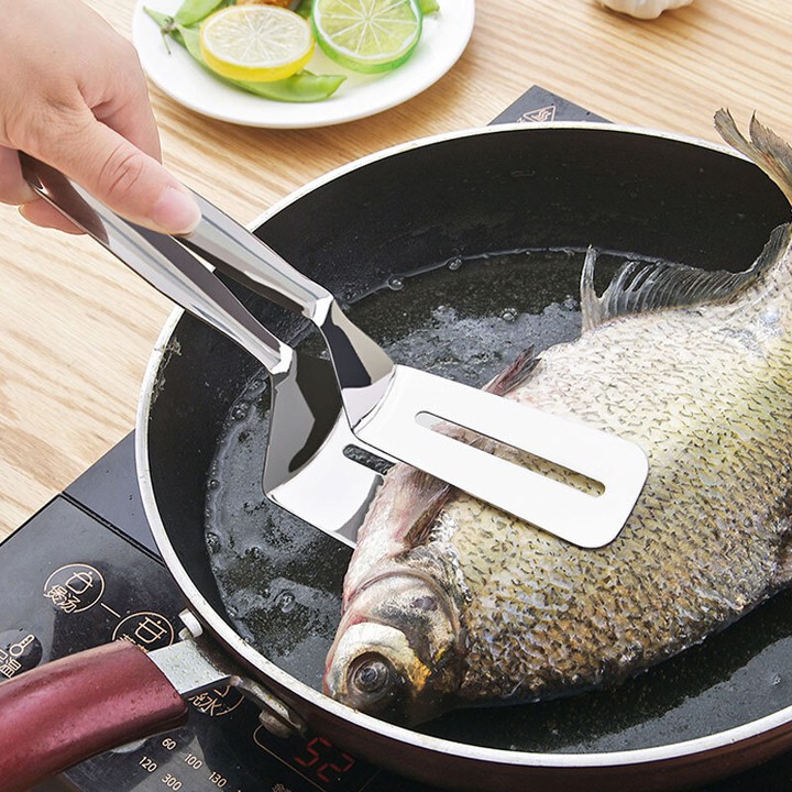 Kẹp inox gắp thức ăn/ xẻng lật thực phẩm chiên đồ ăn bằng inox