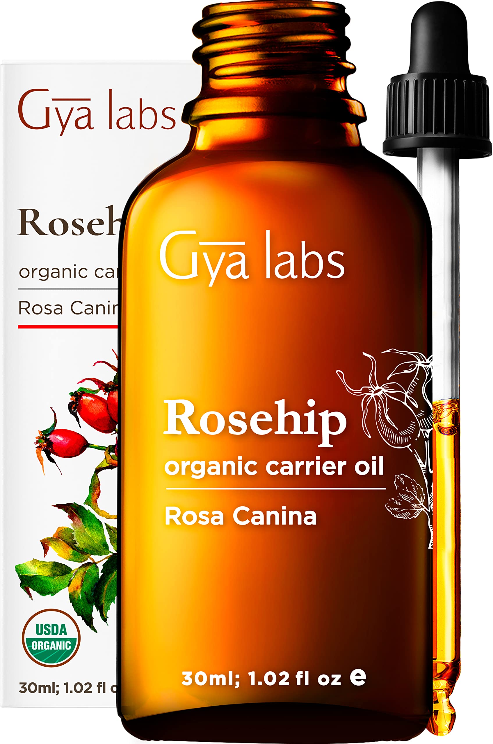 Gya Labs Organic Rosehip Oil For Mature Skin 30ml Therapeutic Grade