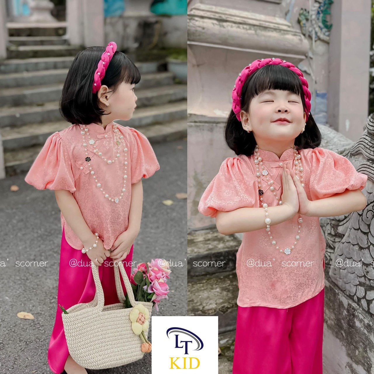 (SIZE 10-30KG) MẪU THIẾT KẾ TẶNG CÀI TÓC SET BÀ BA LỤA CÁCH TÂN