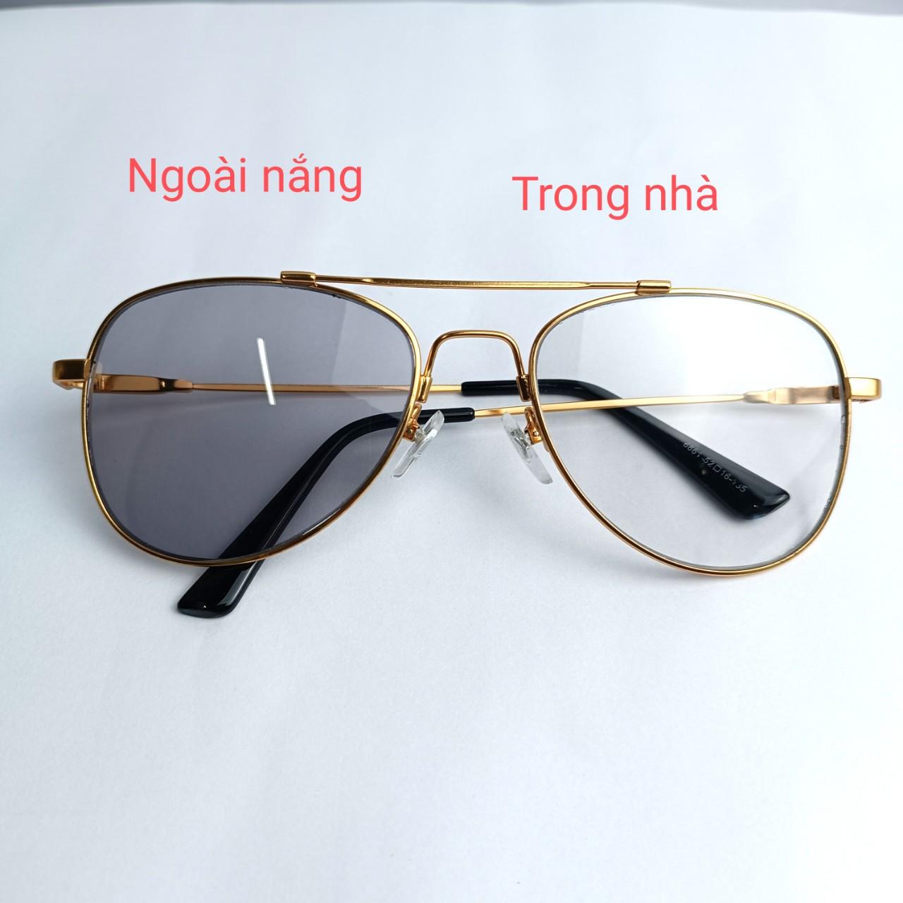 Kính đổi màu nam gọng dẻo titan tròng kính thủy tinh mặt phi công