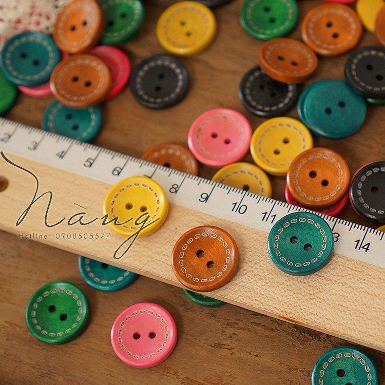 Set 50 Nút Gỗ Tự Nhiên Nút Gỗ Màu (20mm) - Mẫu 2