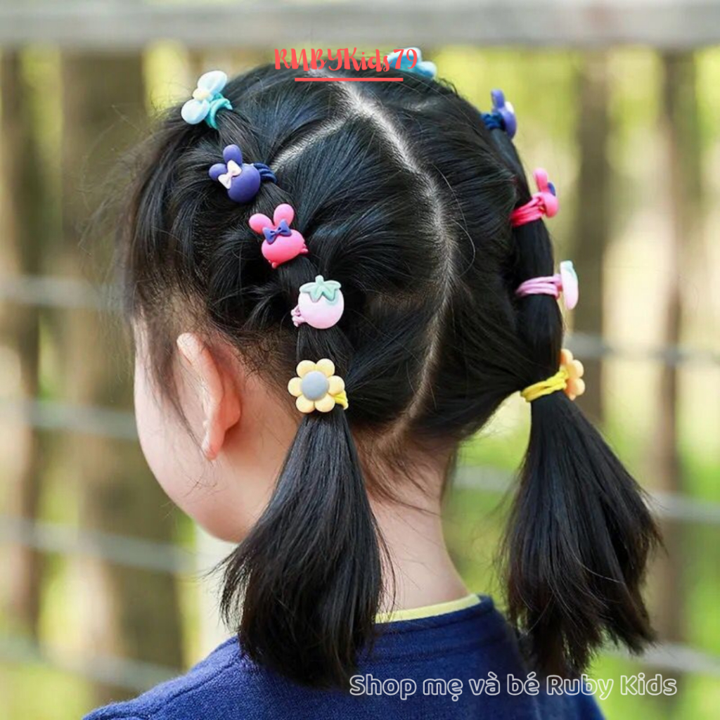 Dây cột tóc cho bé set 40 sợi, cột tóc cho bé gái đáng yêu nhiều màu sắc - rubykids79