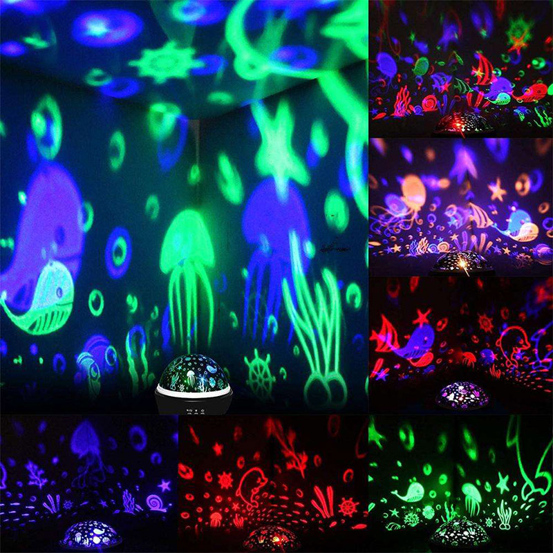 Night light Romantic rotating star projection light USB baby sleeping light bedroom ball light