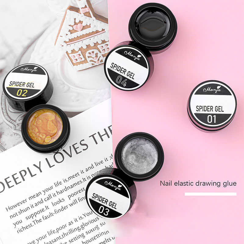 Wire Drawing Gel Nail Polish Black White Spider Web Gel Nail Art Design Painting Liner Glue Gel Reflective Top Coat XINYAN. 