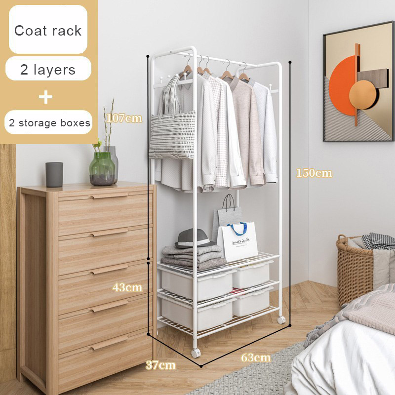 Hanger floor-to-ceiling, home bedroom storage and finishing artifact, movable coat hanger, multi-functional storage cabinet for drying clothes